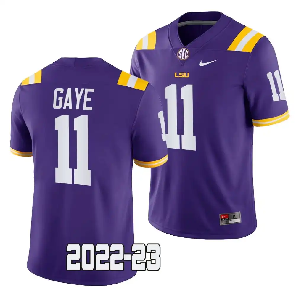 Men's LSU Tigers Ali Gaye #11 Game 2022-23 Purple NCAA Football Jersey